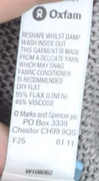 Marks and Spencer Autograph Womens Beige Open Knit Linen Blend Cardigan Size 10