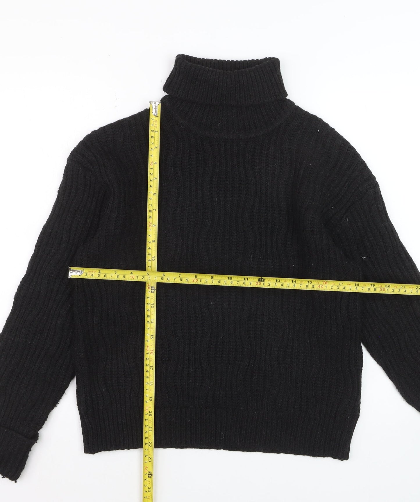 Finery Women’s Black Roll Neck Chunky Knit Jumper Size 10