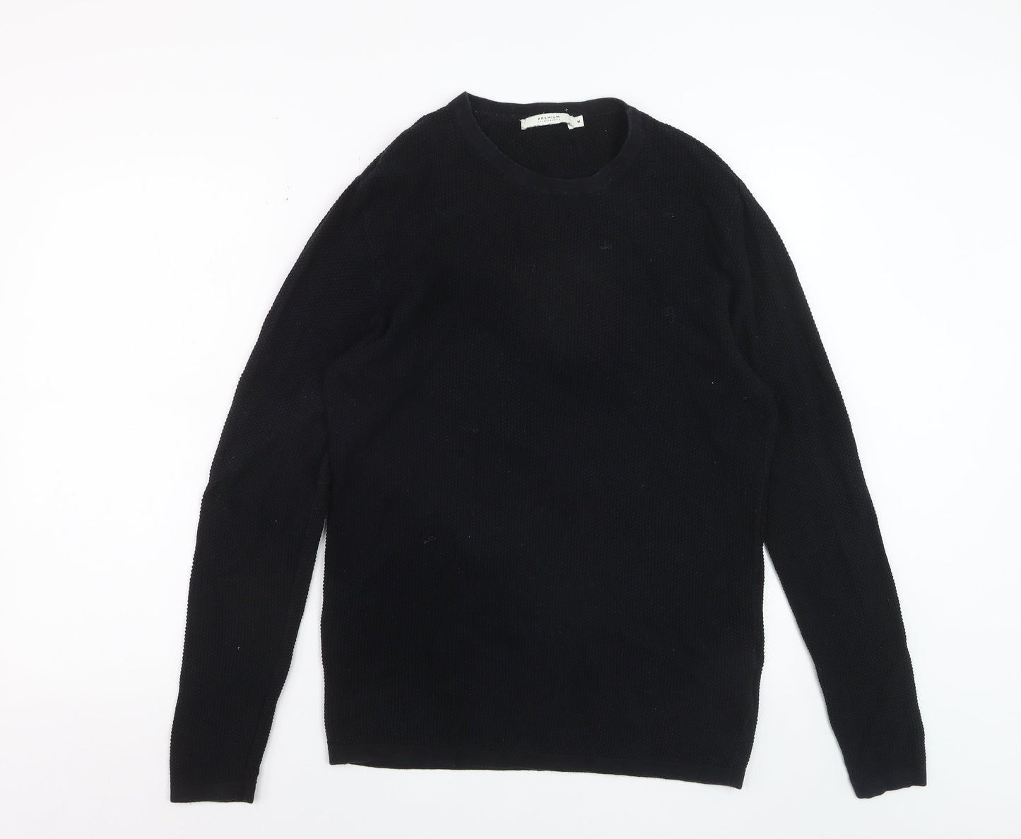Jack & Jones Men's Black Cotton Waffle Knit Jumper M