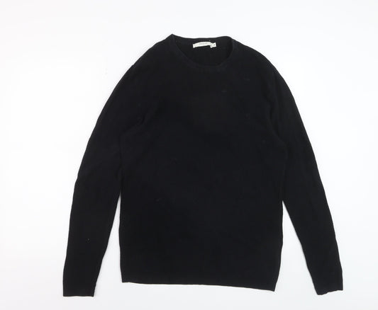 Jack & Jones Men's Black Cotton Waffle Knit Jumper M