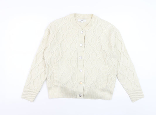 Marks and Spencer Women Ivory Cable Knit Cardigan Small