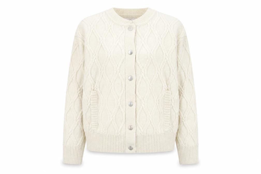 Marks & Spencer Women Ivory Cable Knit Cardigan Small