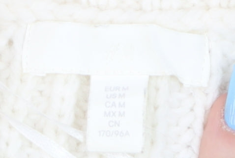H&M Women Ivory Cable-Knit Sleeveless Mock Neck Vest Size 12