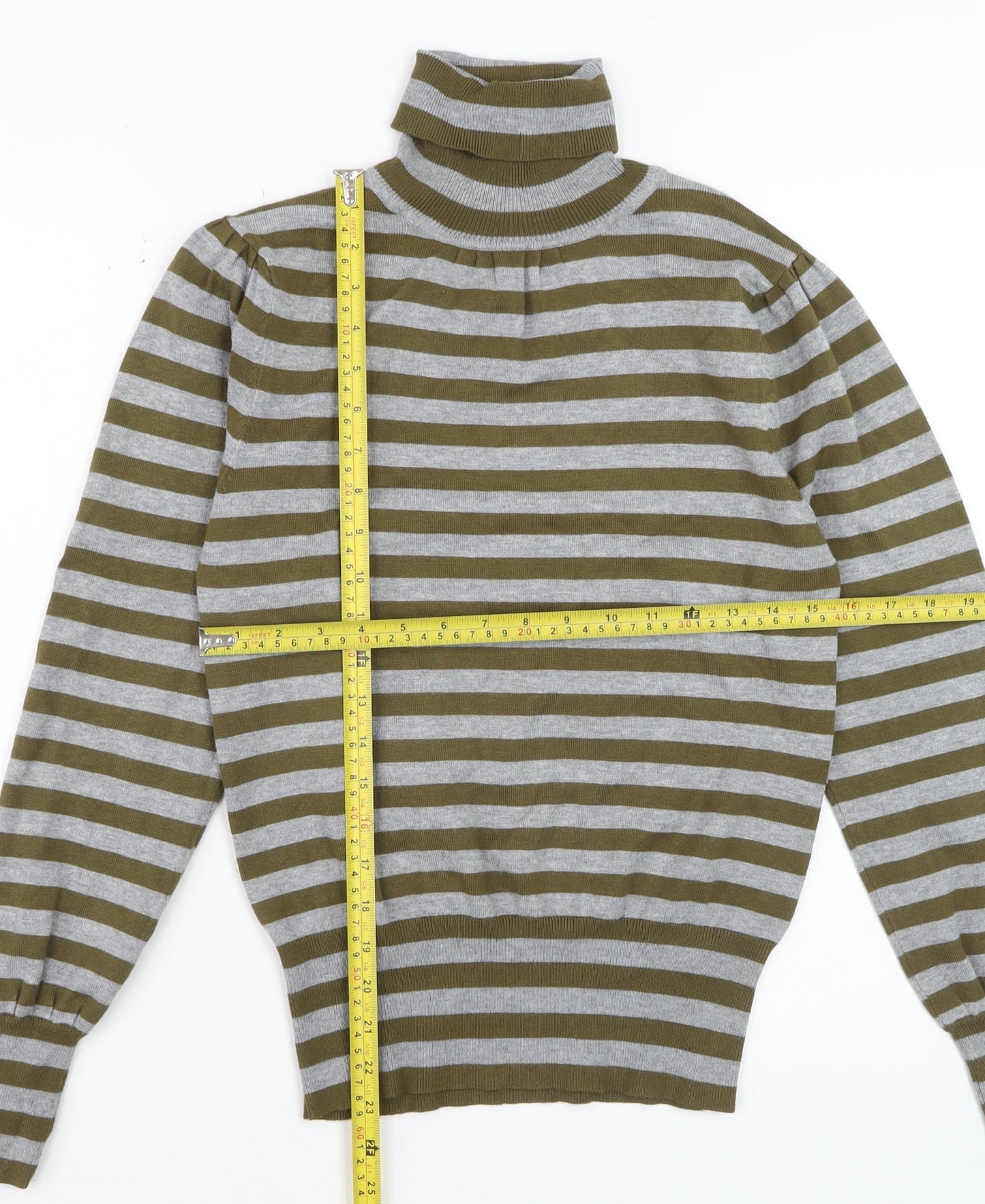 La Vie Women’s Multicoloured Roll Neck Striped Jumper Size 10/12