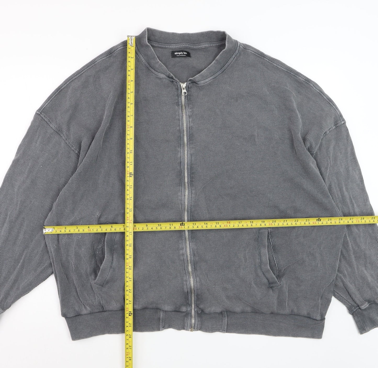 Simply Be Women's Grey Cotton Bomber Jacket Size 22
