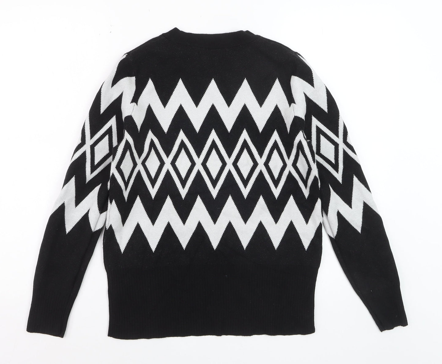 Marks and Spencer Womens Black Geometric Knit Jumper Size 12