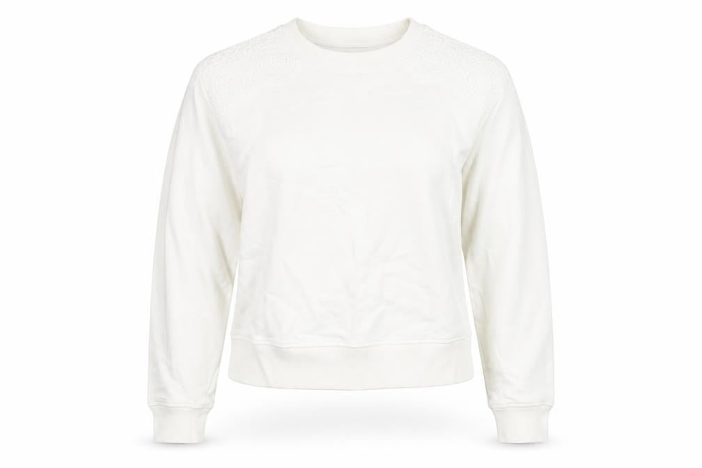 Papaya Women's White Cotton Lace Detail Pullover Sweatshirt Size S