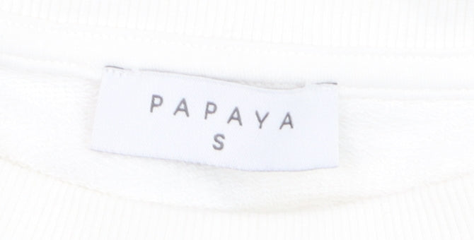 Papaya Women's White Cotton Lace Detail Pullover Sweatshirt Size S