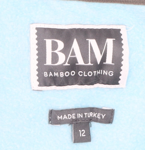 BAM Women’s Light Blue Half Zip Sweatshirt Size 12 Organic Cotton Blend