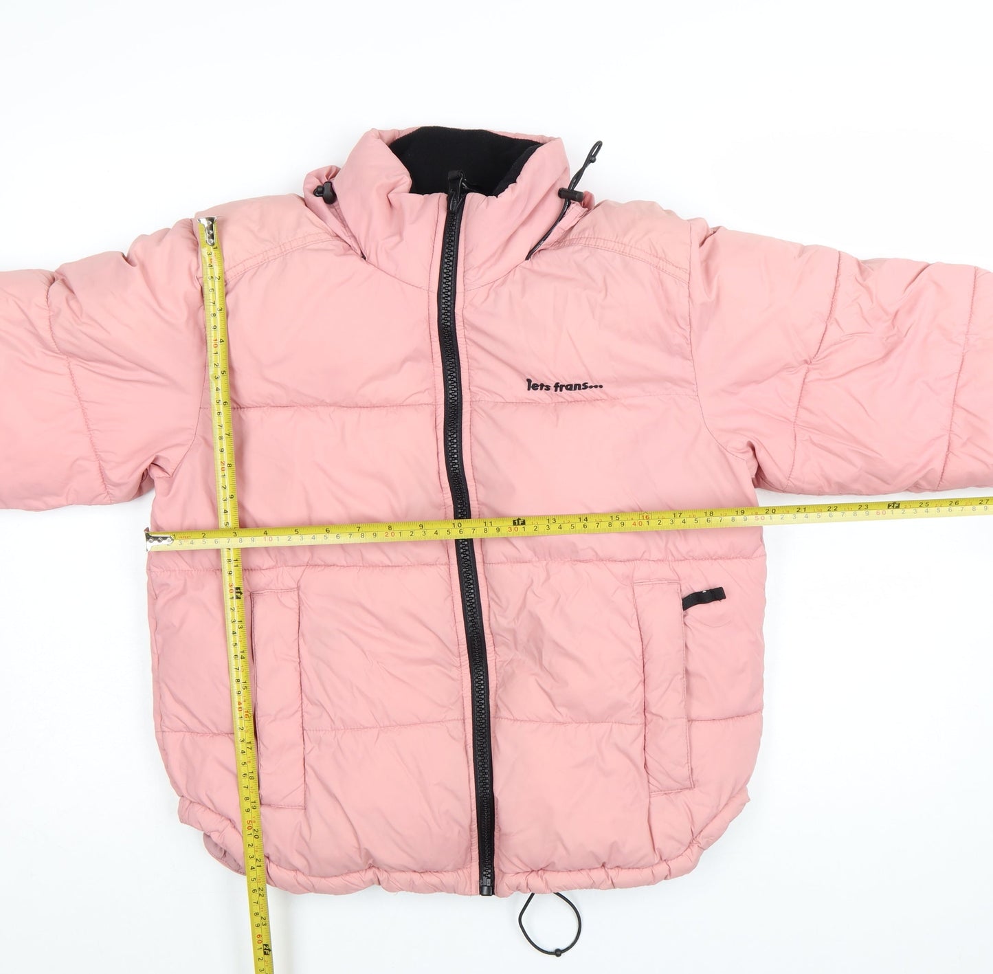 iets frans Women’s Pink Puffer Jacket Hooded Short Size S