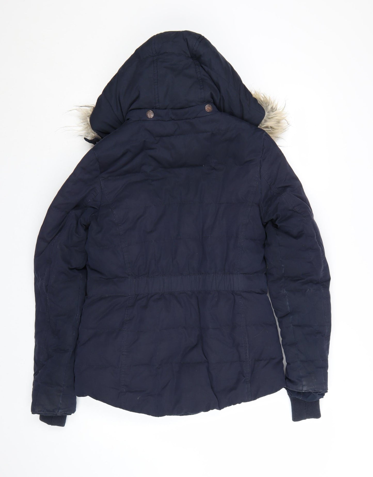 FatFace Women's Blue Faux Fur Hooded Puffer Jacket Size 8