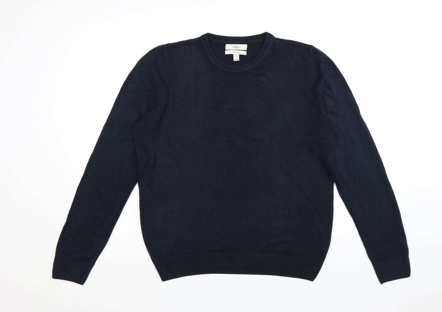 Marks and Spencer Men's Blue Cashmilon Crew Neck Jumper M Regular