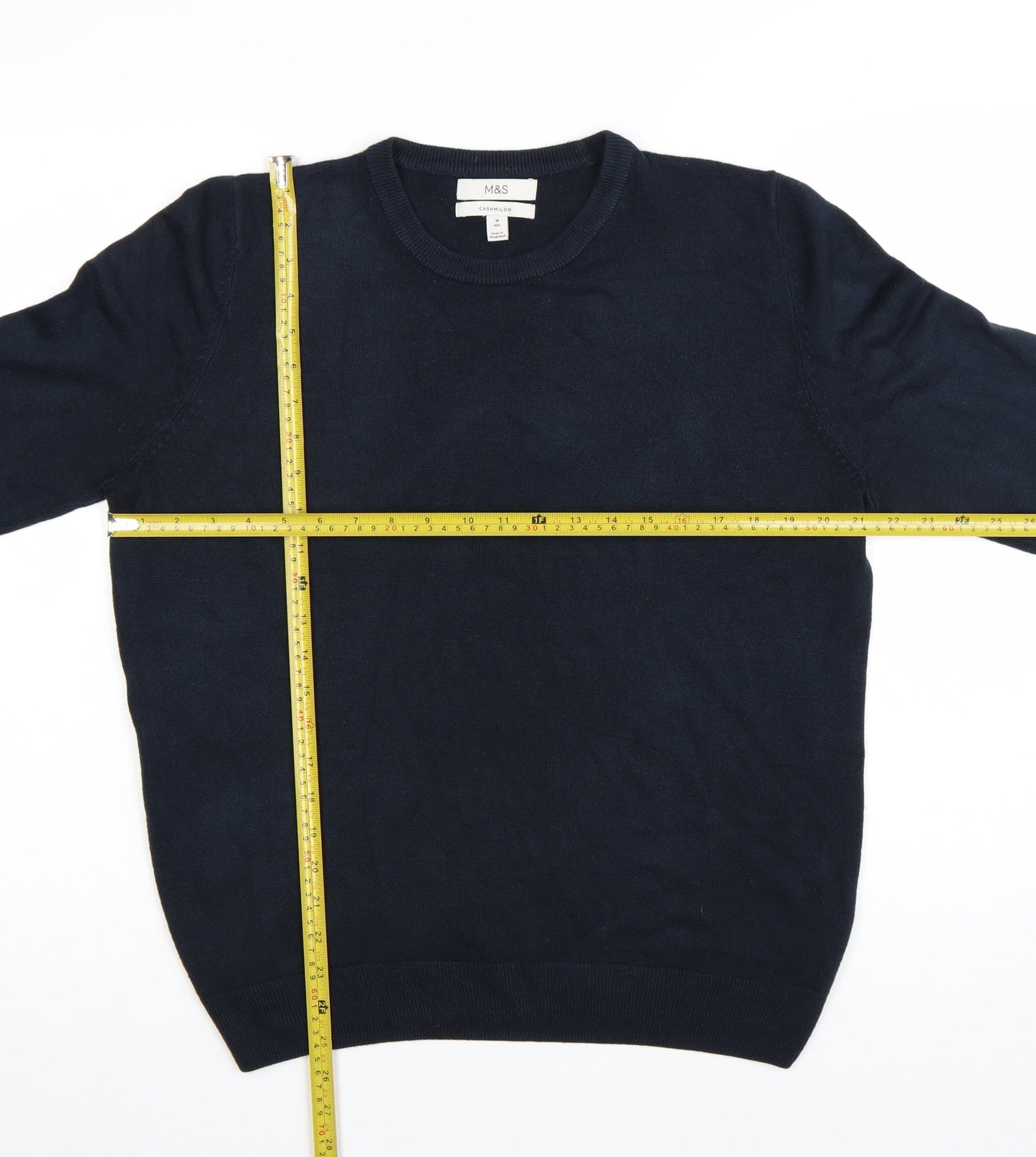 Marks and Spencer Men's Blue Cashmilon Crew Neck Jumper M Regular