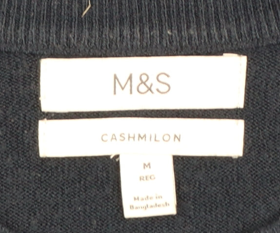 Marks and Spencer Men's Blue Cashmilon Crew Neck Jumper M Regular