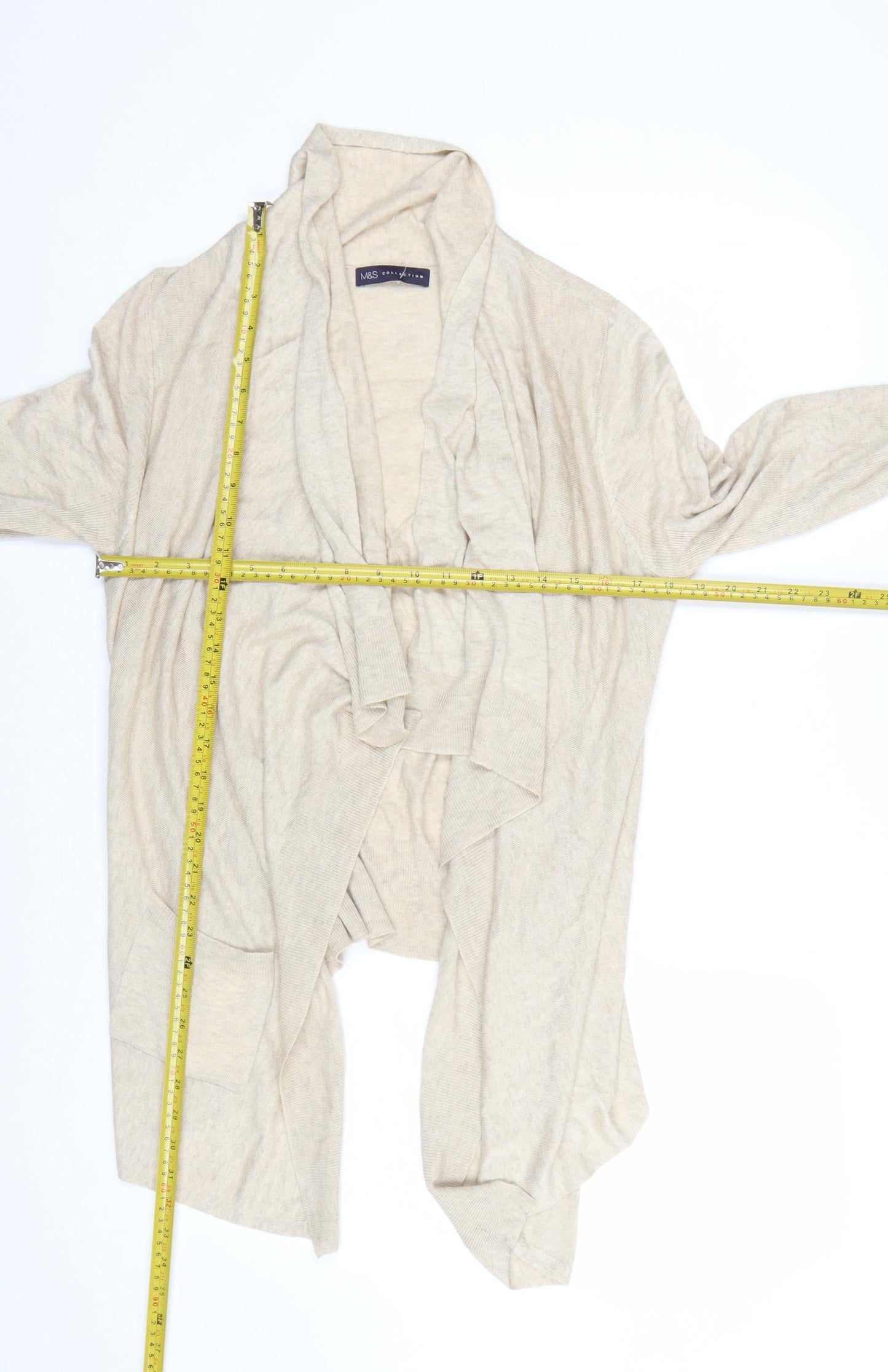 Marks and Spencer Women Beige Size 10 Lightweight Open Cardigan