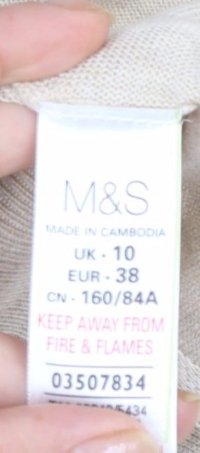 Marks and Spencer Women Beige Size 10 Lightweight Open Cardigan