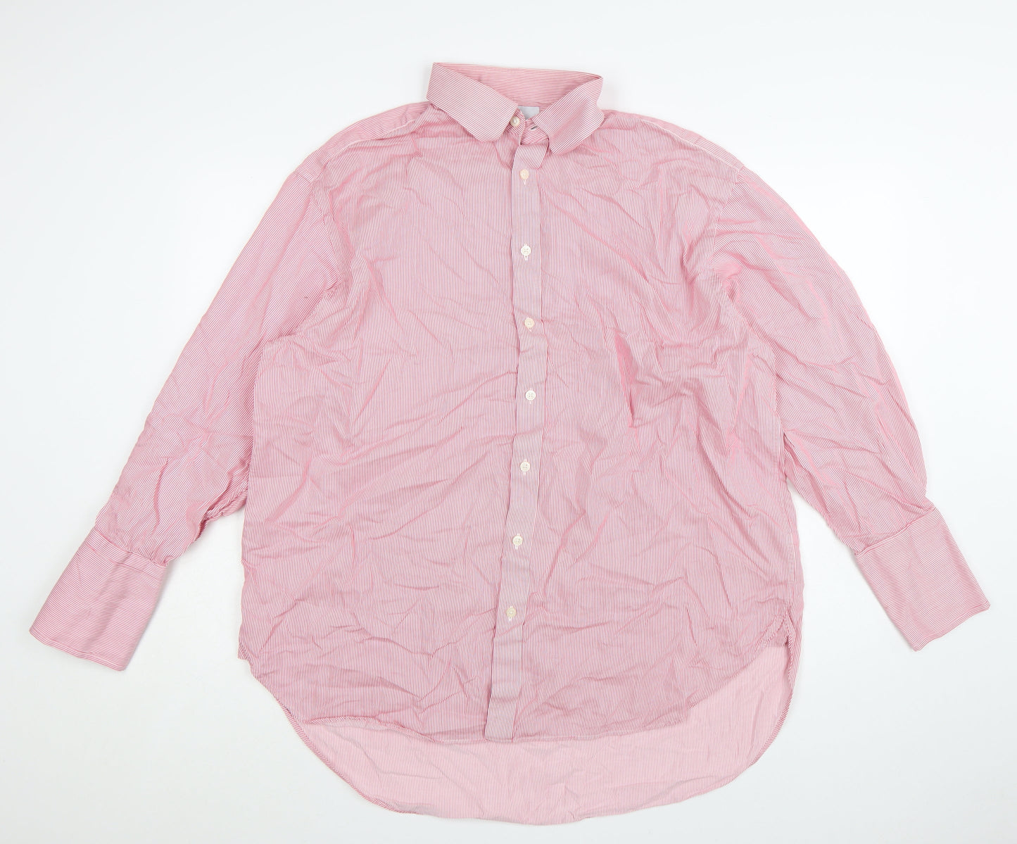 Charles Tyrwhitt Men's Pink Striped Classic Fit Cotton Dress Shirt 17.5in