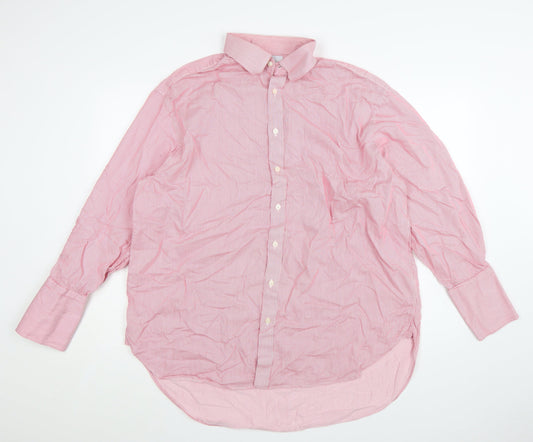 Charles Tyrwhitt Men's Pink Striped Classic Fit Cotton Dress Shirt 17.5in