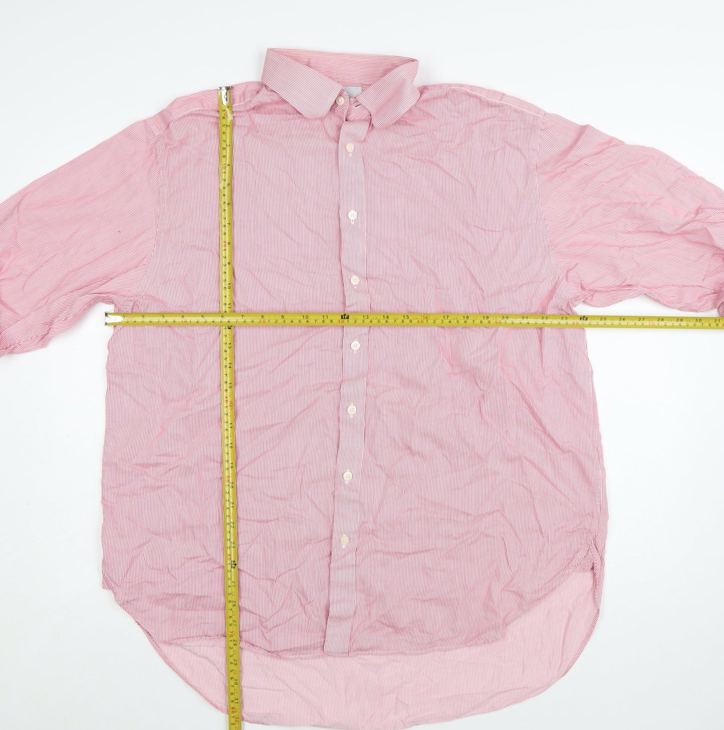 Charles Tyrwhitt Men's Pink Striped Classic Fit Cotton Dress Shirt 17.5in