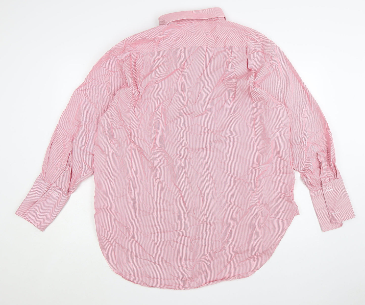 Charles Tyrwhitt Men's Pink Striped Classic Fit Cotton Dress Shirt 17.5in