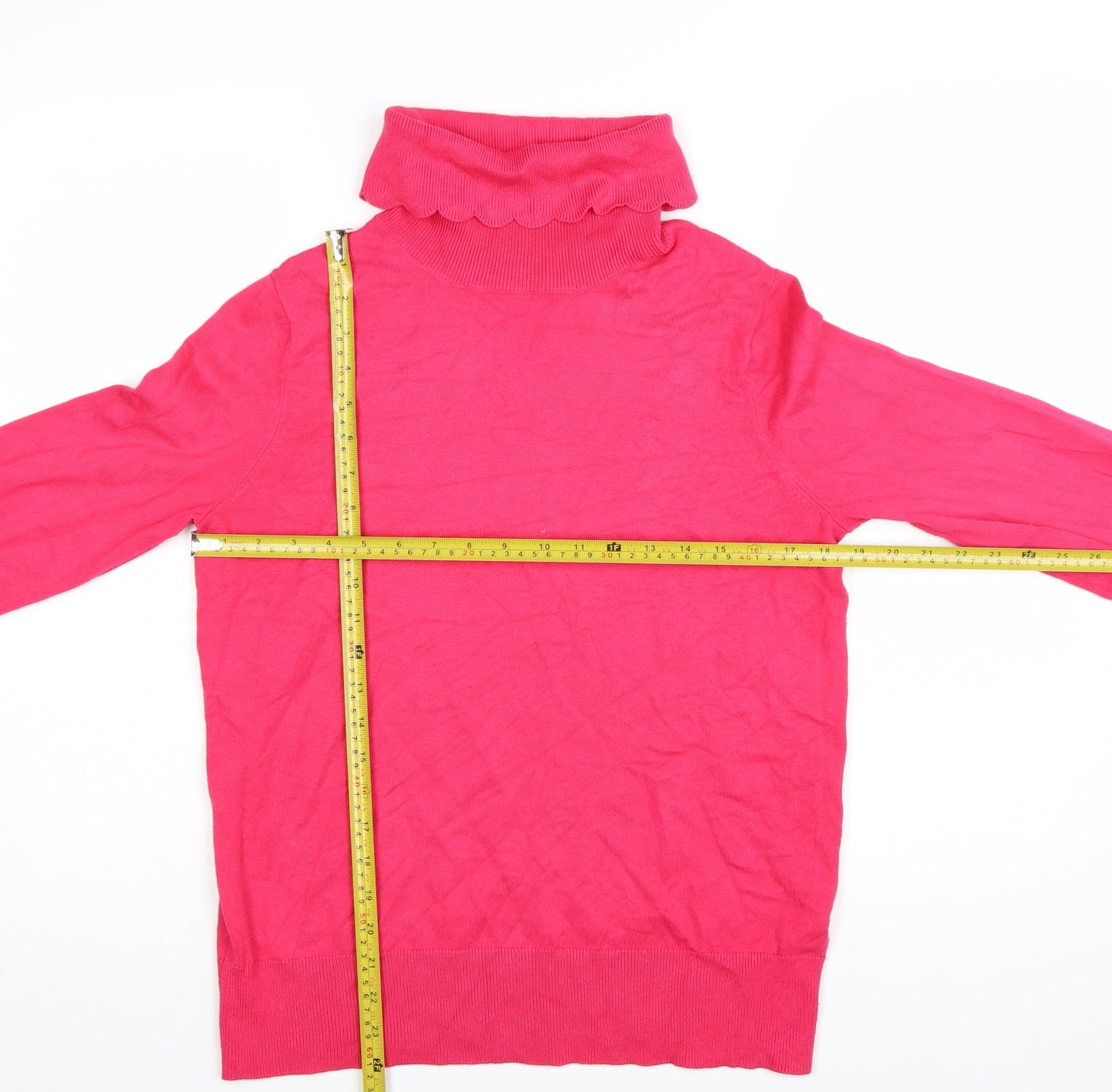Monsoon Women Pink Roll Neck Puff Sleeve Pullover Jumper M