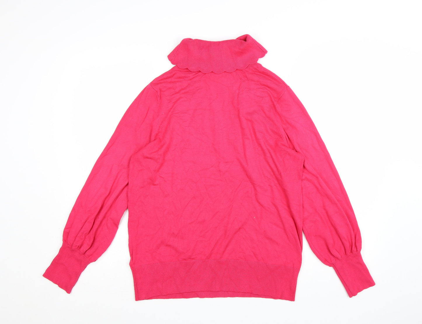 Monsoon Women Pink Roll Neck Puff Sleeve Pullover Jumper M