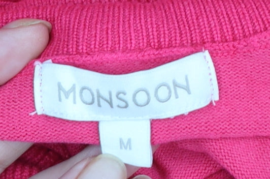 Monsoon Women Pink Roll Neck Puff Sleeve Pullover Jumper M