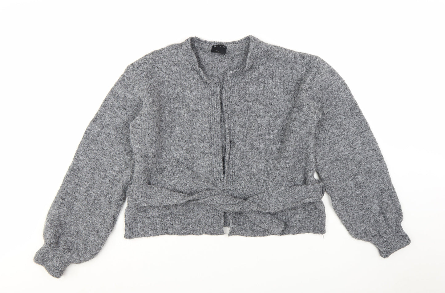ASOS Design Women Grey Belted Cardigan Wool Blend Size M 12-14