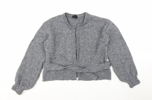 ASOS Design Women Grey Belted Cardigan Wool Blend Size M 12-14