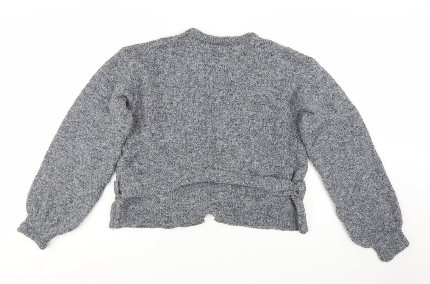 ASOS Design Women Grey Belted Cardigan Wool Blend Size M 12-14