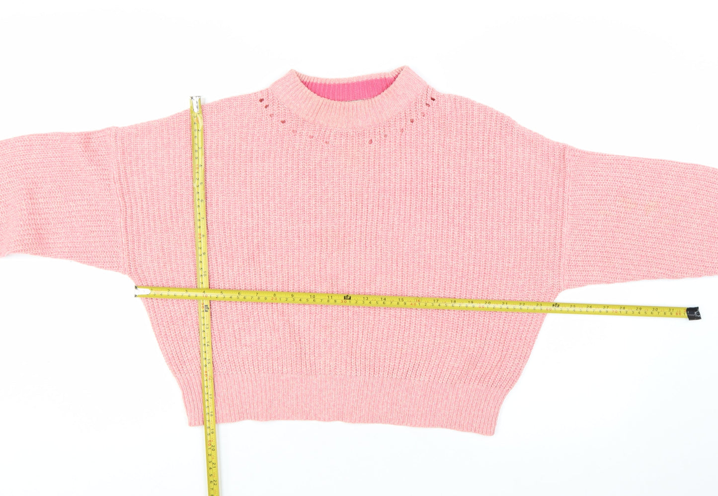 Topshop Women's Pink Mock Neck Chunky Knit Jumper Size S