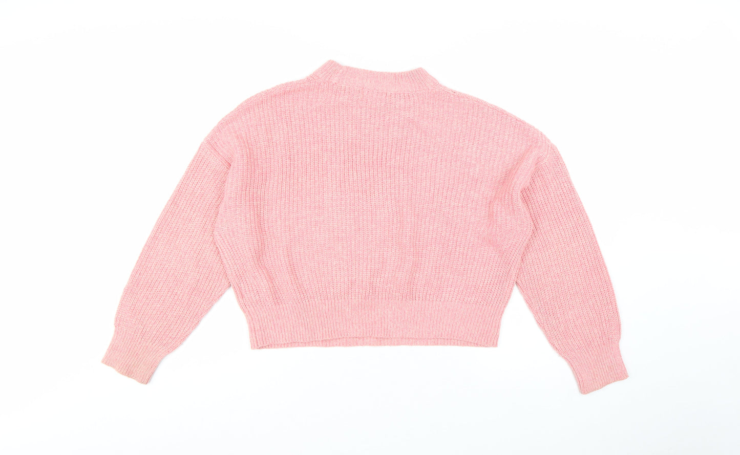 Topshop Women's Pink Mock Neck Chunky Knit Jumper Size S
