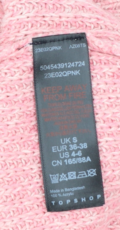 Topshop Women's Pink Mock Neck Chunky Knit Jumper Size S