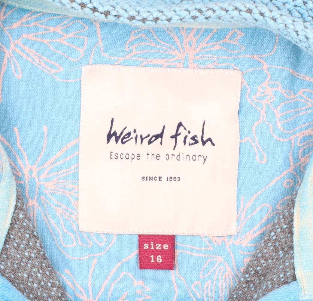 Weird Fish Women's Blue Full Zip Hoodie Size 16 Cotton Blend