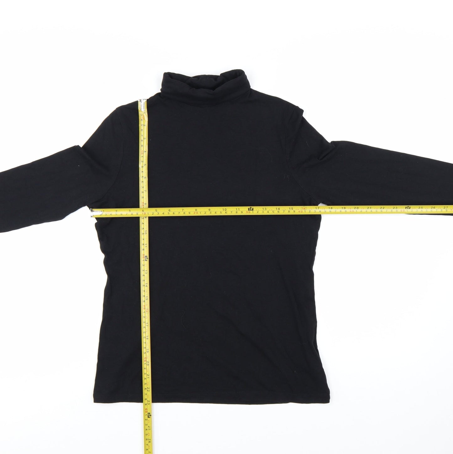 Marks and Spencer Autograph Women’s Black Roll Neck Cotton Long Sleeve Top Size 14