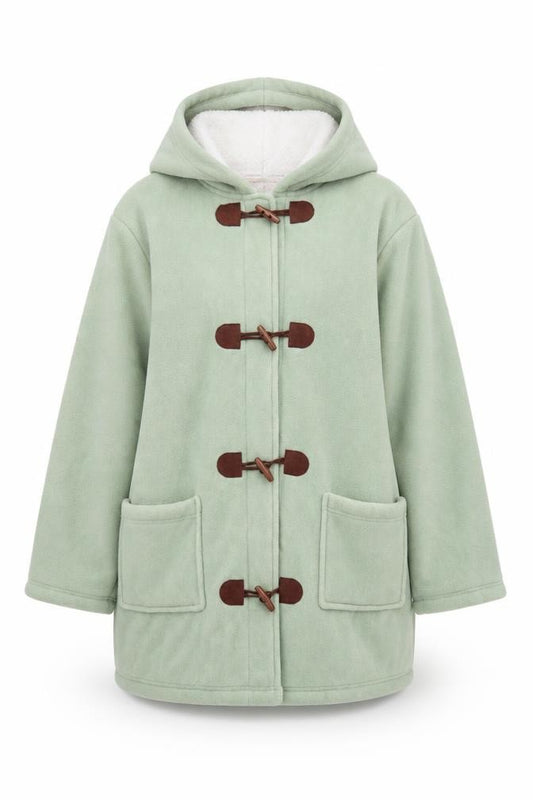 Marisota Women Green Hooded Duffle Coat Size 12 Polyester Fleece