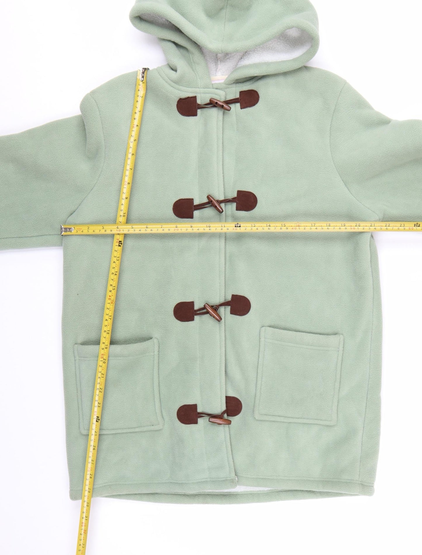Marisota Women Green Hooded Duffle Coat Size 12 Polyester Fleece