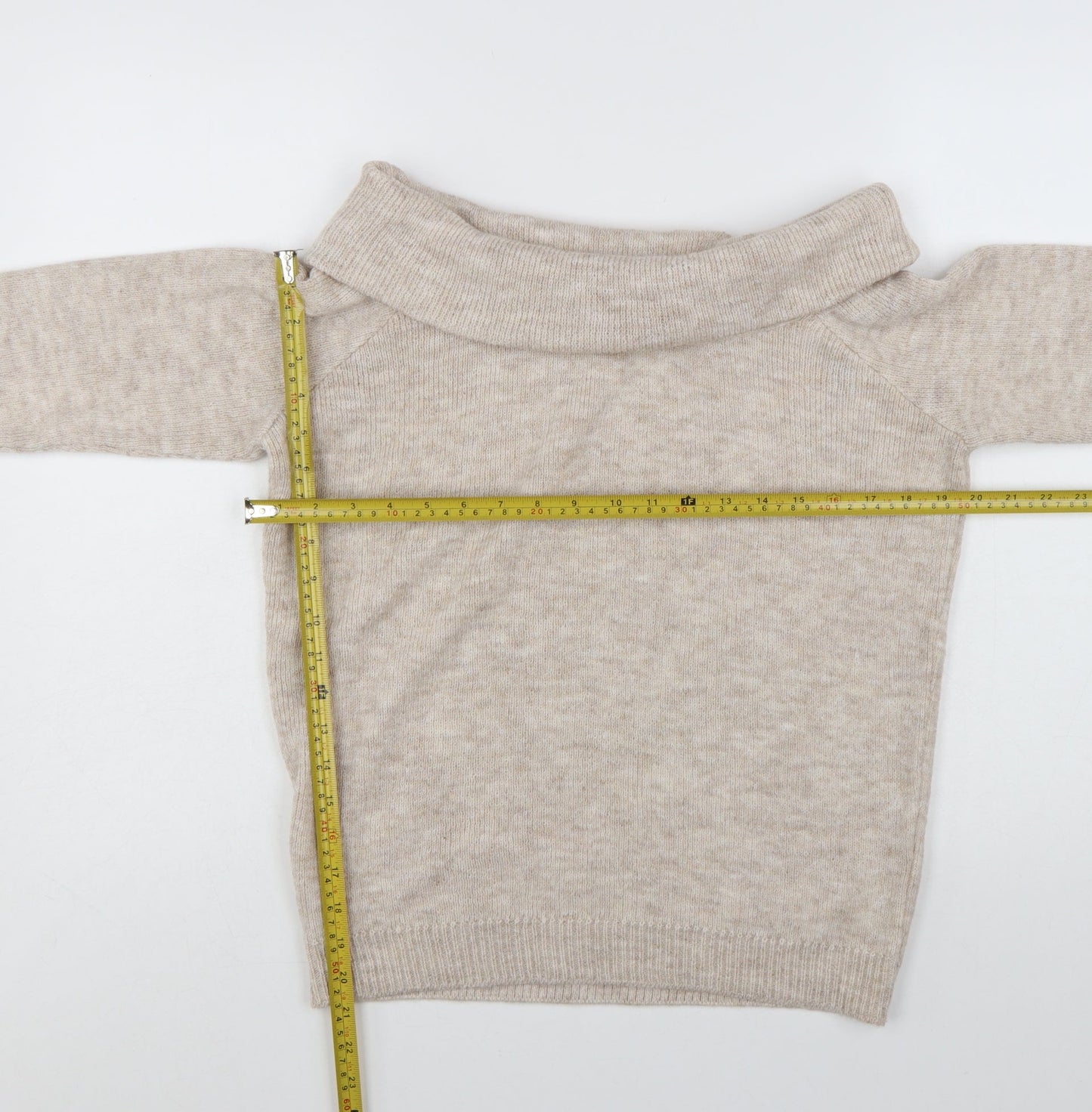Marks and Spencer Women's Beige Cowl Neck Jumper Size M Long Sleeve