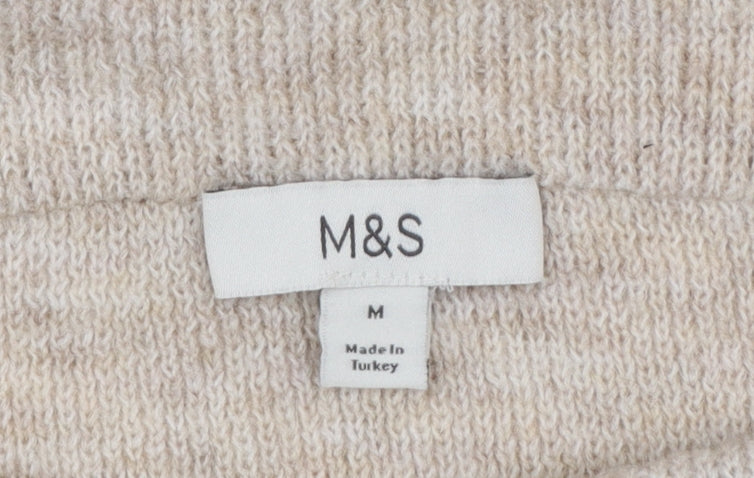 Marks and Spencer Women's Beige Cowl Neck Jumper Size M Long Sleeve