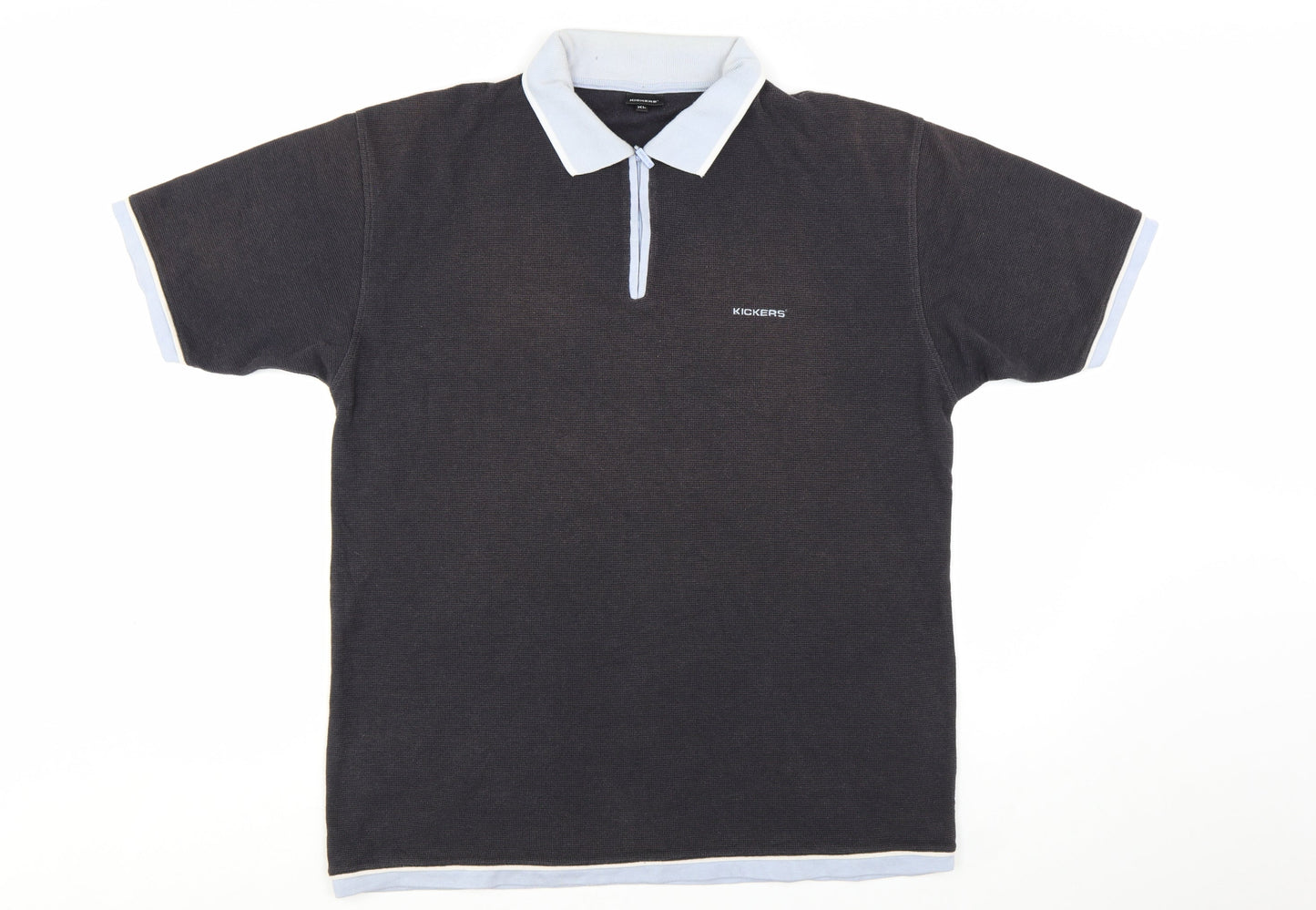 Kickers Men Black XL Short Sleeve Collared Cotton Polo Shirt