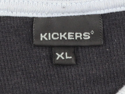 Kickers Men Black XL Short Sleeve Collared Cotton Polo Shirt