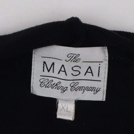 Masai Women Black Cotton Tunic Top XL Long Sleeve Cowl Neck Zip Detail