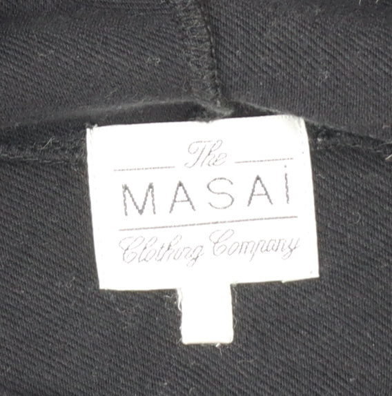 Masai Women Black Cotton Tunic Top XL Long Sleeve Cowl Neck Zip Detail