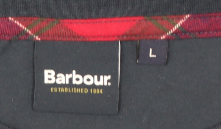 Barbour Men's Blue Long Sleeve Crew Neck Jersey T-Shirt L