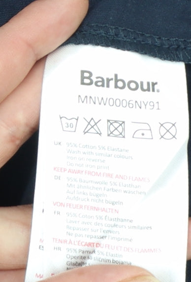 Barbour Men's Blue Long Sleeve Crew Neck Jersey T-Shirt L
