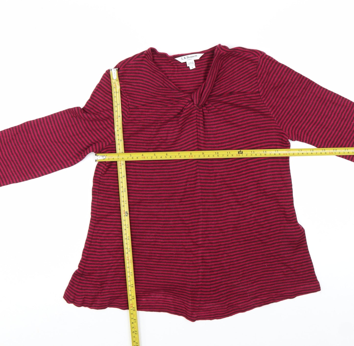 L.K. Bennett Women’s Pink Striped Wool Blend Long Sleeve T-Shirt Size S