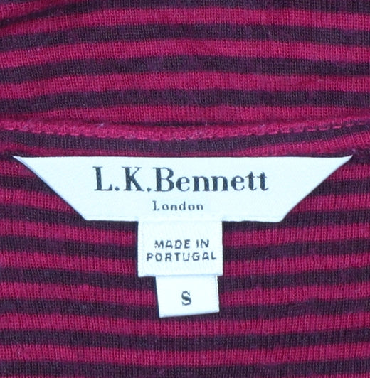 L.K. Bennett Women’s Pink Striped Wool Blend Long Sleeve T-Shirt Size S