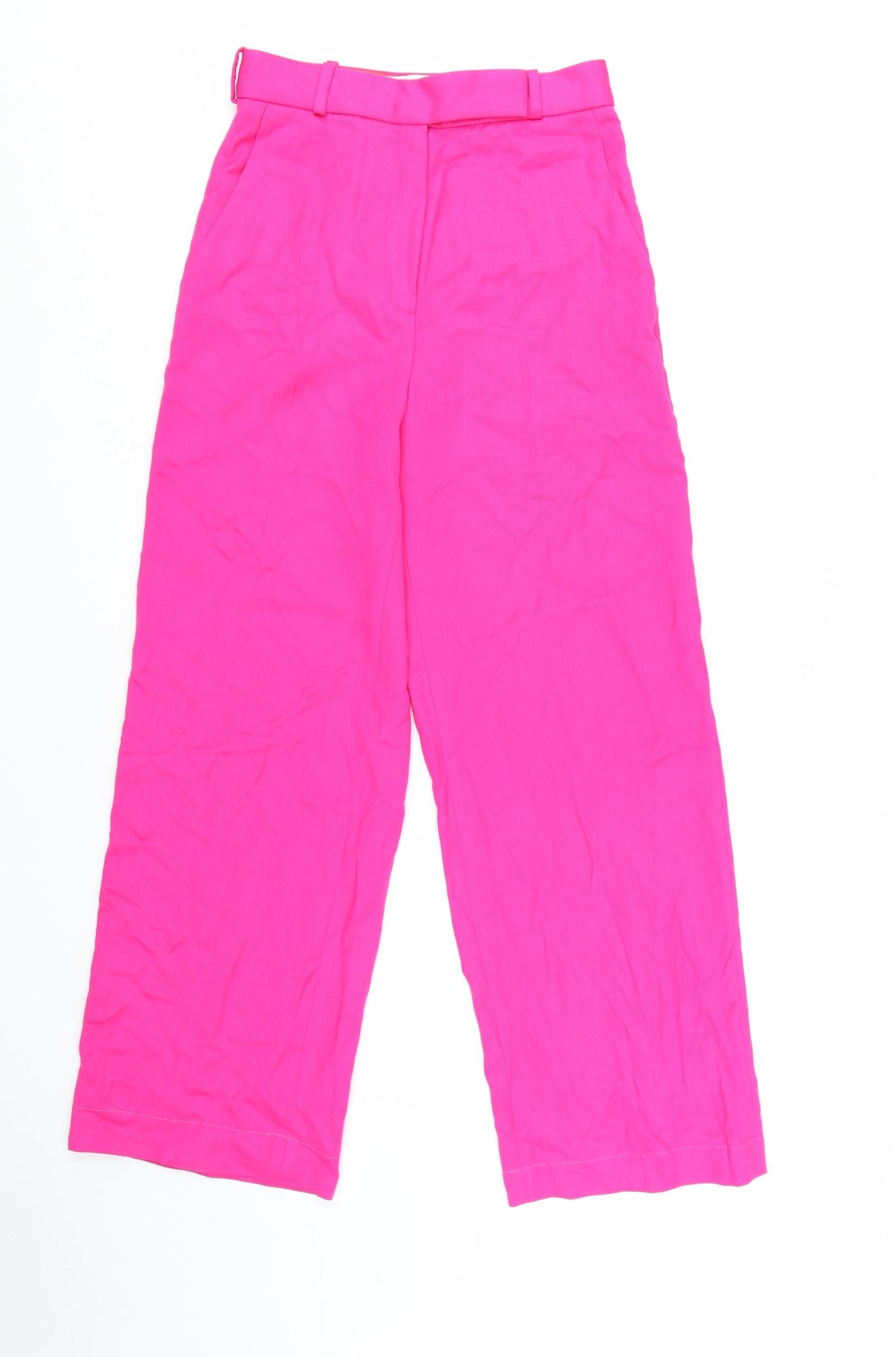 Uterque Women’s Pink Wide-Leg High Rise Trousers XS