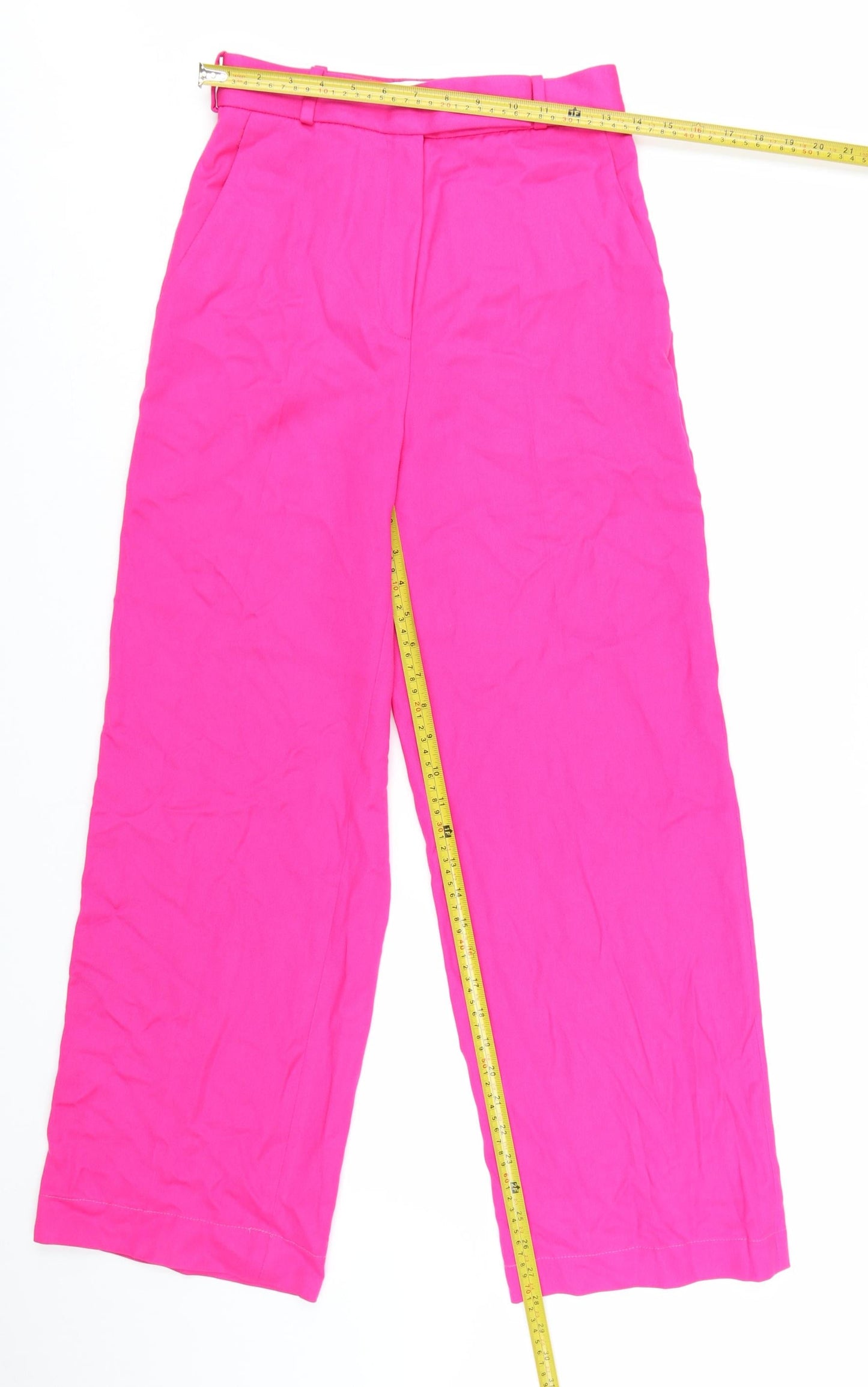 Uterque Women’s Pink Wide-Leg High Rise Trousers XS