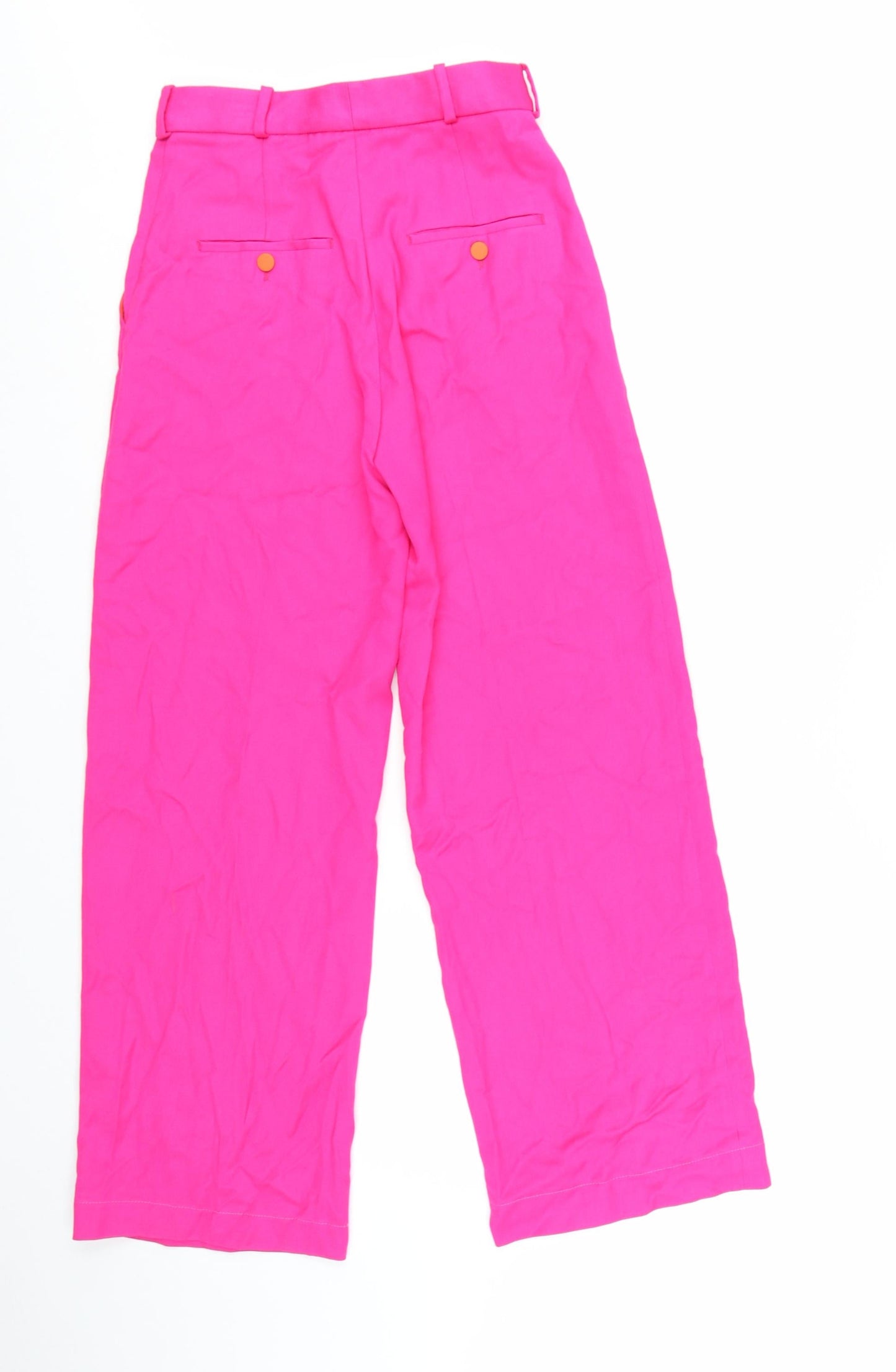 Uterque Women’s Pink Wide-Leg High Rise Trousers XS